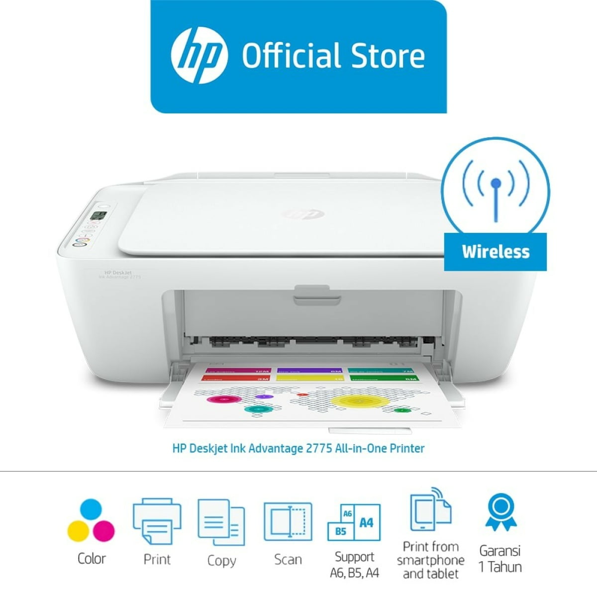 HP DESKJET IA 2775 AIO COLOR PRINTER WITH WIFI - Image 1