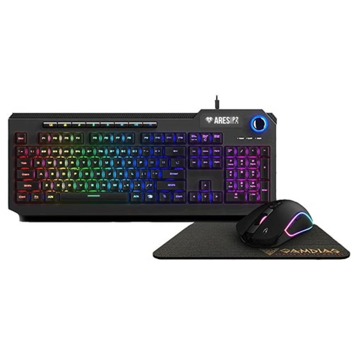 GAMDIAS ARES P2 RGB 3-IN-1 GAMING COMBO (KBD+MOU+MAT) ARES P2 RGBT) ARES M2 - Image 1