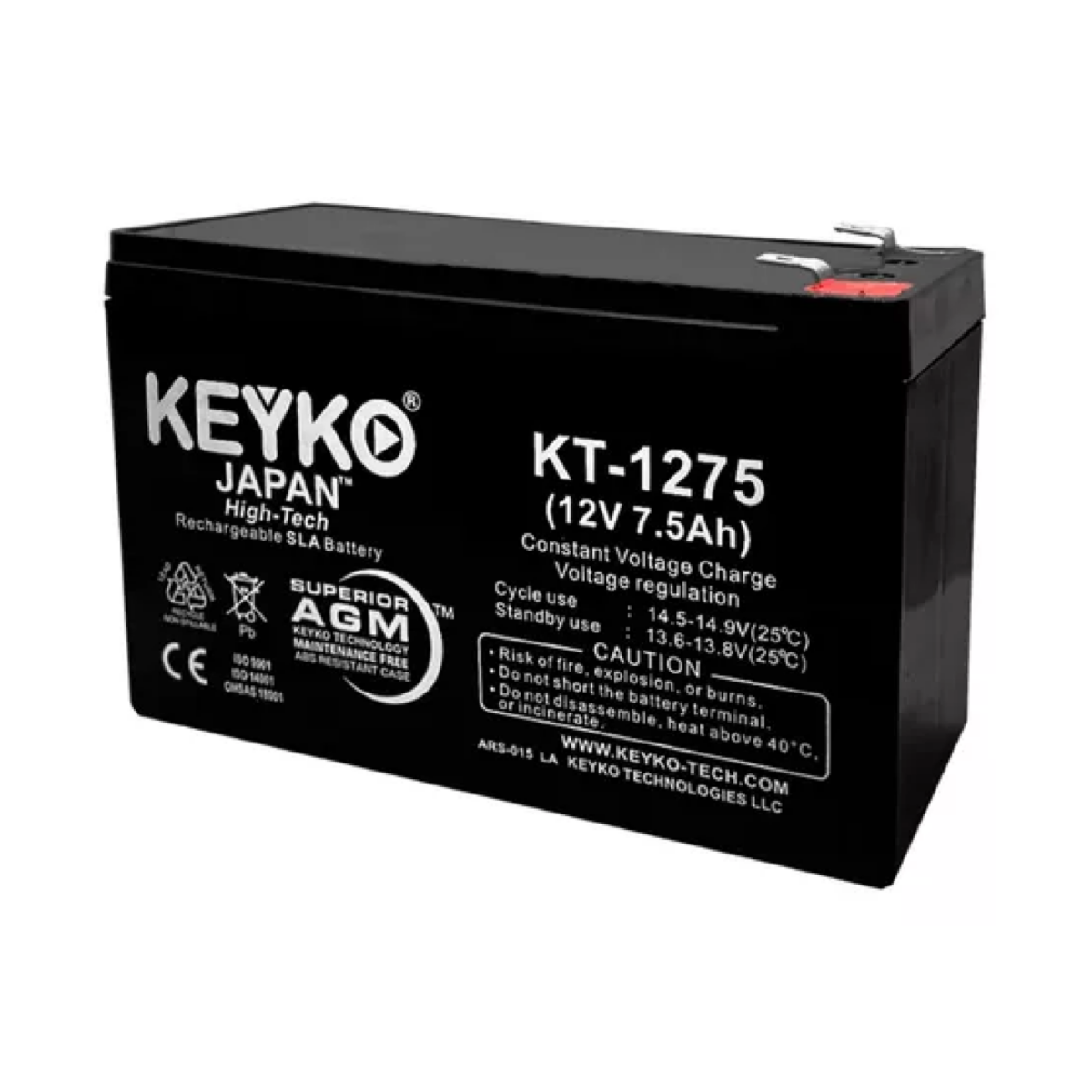 KEYKO KT-1275HRT/12V 7.5AH UPS BATTERY - Image 1