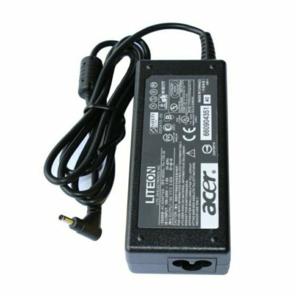 LAPTOP POWER ADAPTER ACER 19V-3.42A BLACK SMALL PIN - Image 1