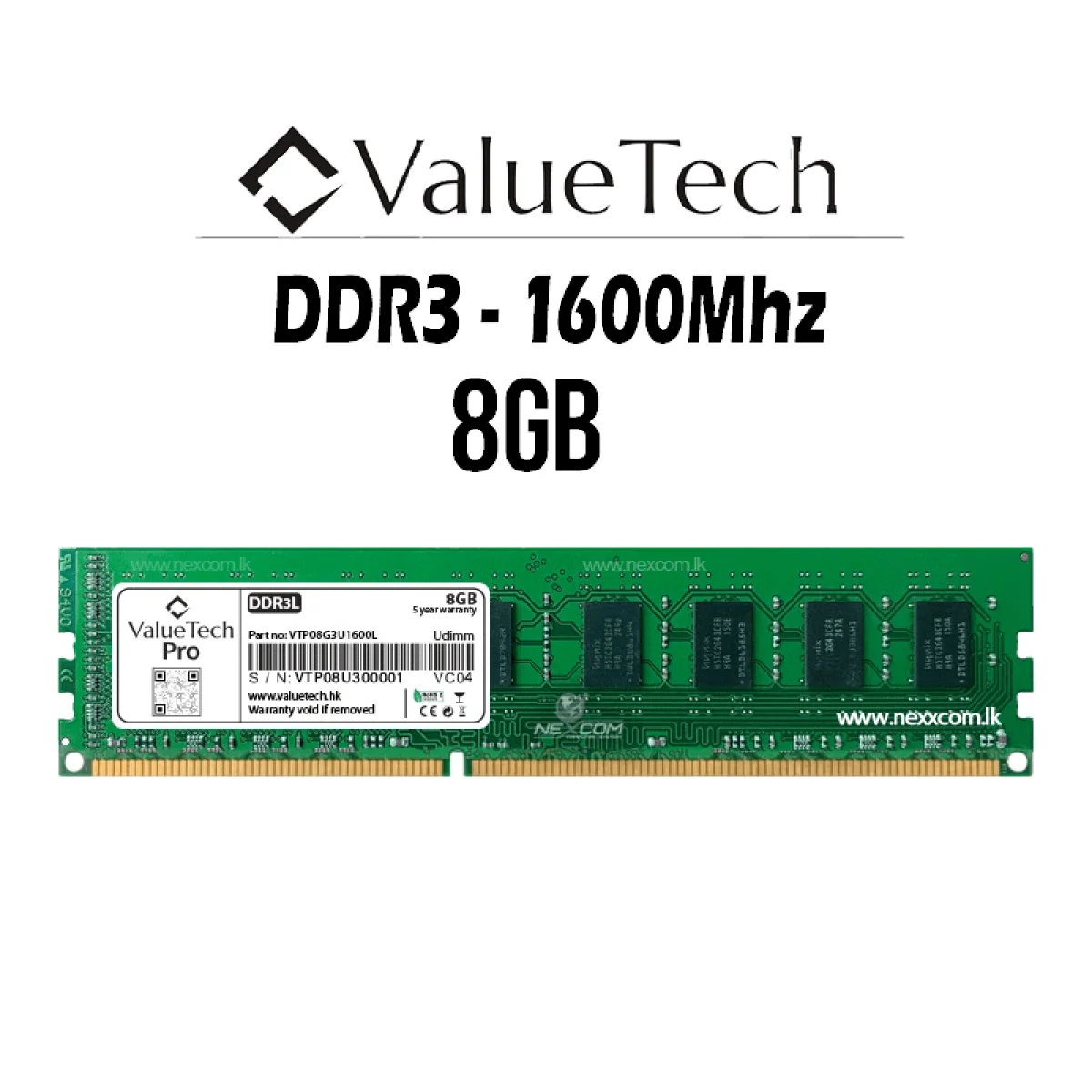 VALUE TECH DDR3 8GB 1600MHZ DESKTOP RAM - Image 1