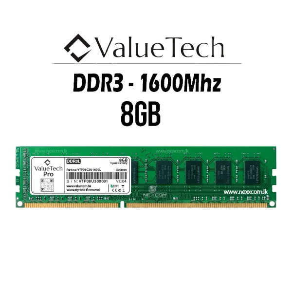 VALUE TECH DDR3 8GB 1600MHZ DESKTOP RAM