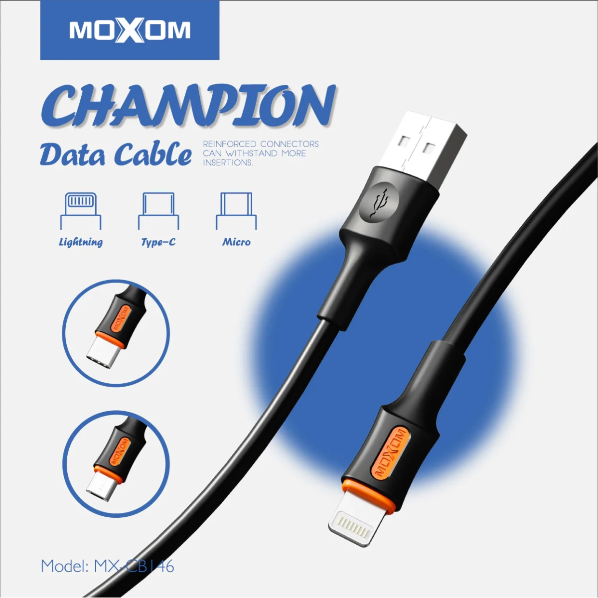 MOXOM MX-CB146 TYPE C USB CHAMPION DATA CABLE - Image 1