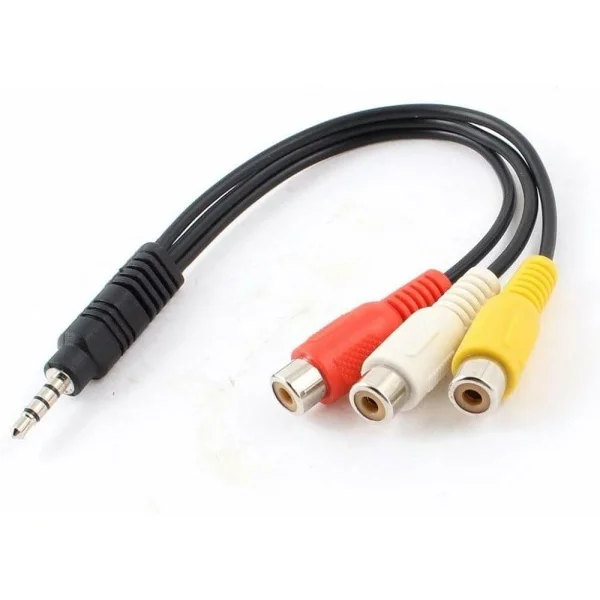 3.5mm Male Plug to 3 RCA Female Audio Video AV Cable