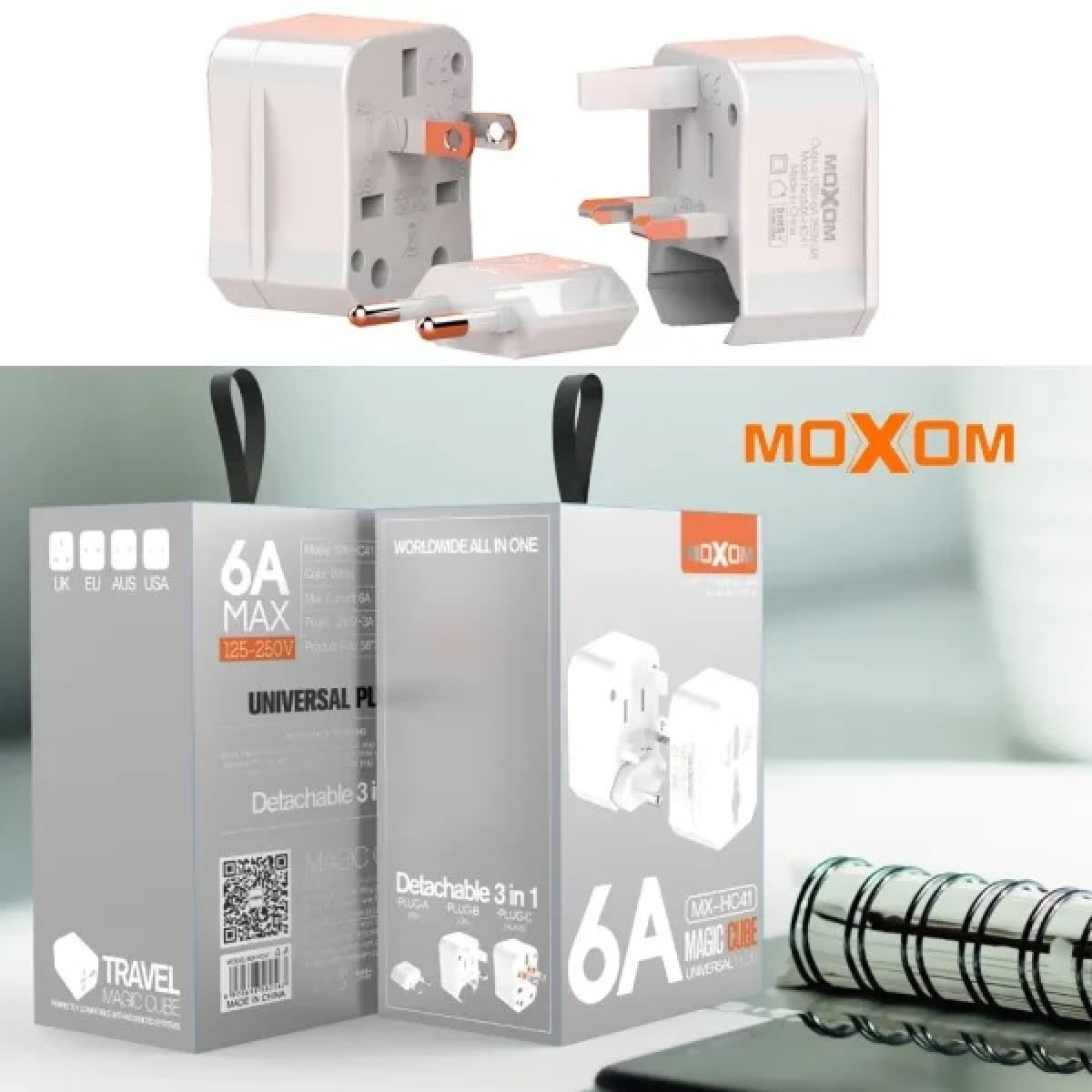 MOXOM MX-HC41 MAGIC CUBE UNIVERSAL PLUG ADAPTOR - Image 1