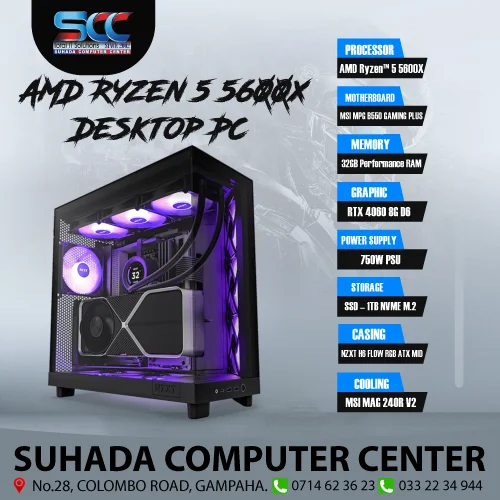 AMD Ryzen™ 5 5600X (RAM) – 32GB SSD – 1TB NVME M.2 NZXT H6 FLOW RGB ATX MID - Image 4