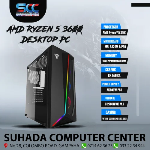 AMD Ryzen™ 5 5500 16GB RAM 512GB NVME M.2  -NVME RUIX CG71 DESKTOP PC - Image 4