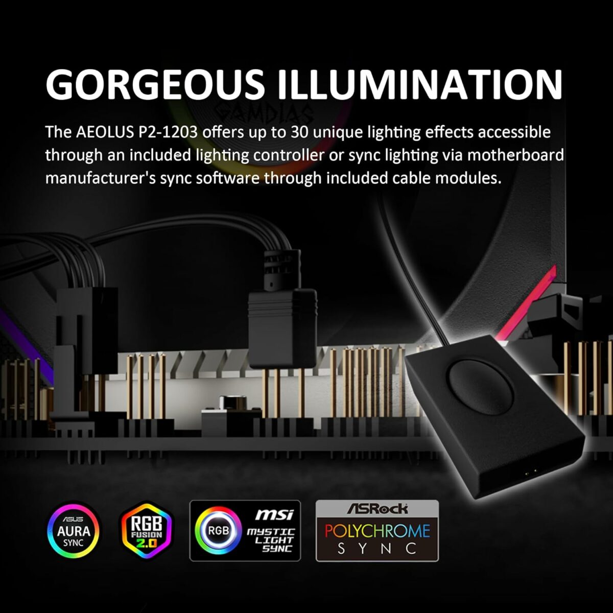 GAMDIAS AEOLUS P2 1203U RGB 120MM (X3) CASE FAN - Image 3